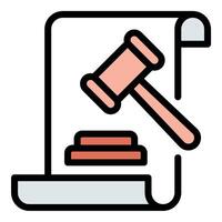 Legality icon flat line style illustration representing lawful actions and compliance with regulations, suitable for legal, governmental, and corporate-related projects vector