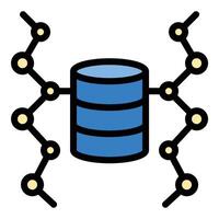 Big data icon flat line style illustration representing large-scale data processing and analytics, suitable for technology, data science, and business intelligence projects vector