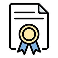 Certificate patent icon flat line style illustration representing intellectual property rights and official documentation, suitable for legal, innovation, and business-related projects vector