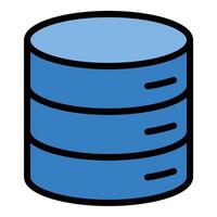 Database icon flat line style illustration representing structured data management and storage systems, suitable for software development, IT, and data-driven projects vector