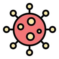 Virus icon flat line style illustration representing infectious diseases and digital threats, suitable for healthcare, cybersecurity, and safety awareness projects vector