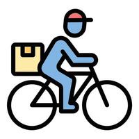 Delivery bike icon flat line style illustration representing fast and efficient transportation, suitable for courier services, food delivery, and logistics-related projects vector
