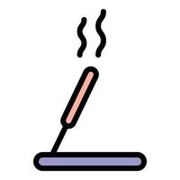 Incense icon flat line style illustration representing aromatherapy and meditation, suitable for wellness, spirituality, and relaxation-related projects vector