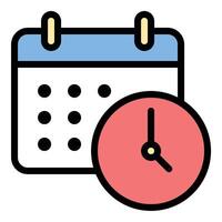 Deadline icon flat line style illustration representing time limits and project scheduling, suitable for productivity, planning, and business-related projects vector