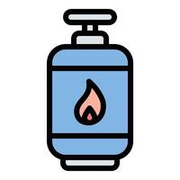 Gas icon flat line style illustration representing fuel and energy sources, suitable for energy, industrial, and environmental-related projects vector