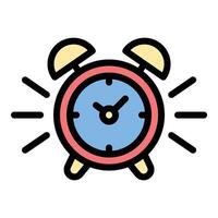 Alarm icon flat line style illustration representing alerts and time notifications, suitable for security, scheduling, and productivity-related projects vector