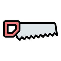 Saw icon flat line style illustration representing cutting tools and woodworking, suitable for construction, carpentry, and DIY projects vector