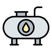 Oil tank platform icon flat line style illustration representing offshore storage and energy infrastructure, suitable for oil and gas, industrial, and environmental projects vector