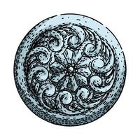 decorative ornate metal button sketch hand item vector