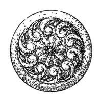 decorative ornate metal button sketch drawn item vector