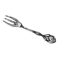 cutlery fork engraved silver sketch drawn vector