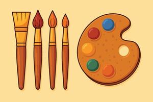 Paint Brushes and Palette A Set of Artistic Tools for Painting vector