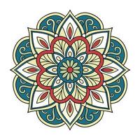 Intricate Cat Mandala Illustration with Geometric Patterns and CMYK Color Palette Detailed vector
