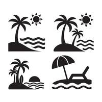 Beach icon silhouette design with white background vector