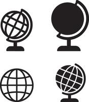 Globe Icon Silhouette Design with White Background for Cartography and Travel vector