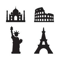 Landmark Silhouette Icon Design with White Background Illustration vector