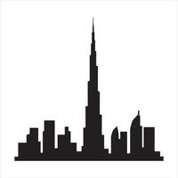Burj Khalifa skyline Silhouette Design with White Background vector