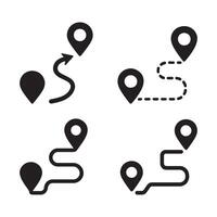 Route Icon Silhouette with White Background Design for Navigation or Travel vector