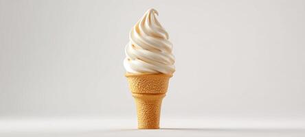 The delightful swirl of soft serve ice cream in a crispy cone. photo