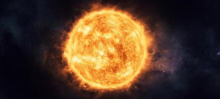 The magnificent sun radiating its brilliance through the vastness of space. photo