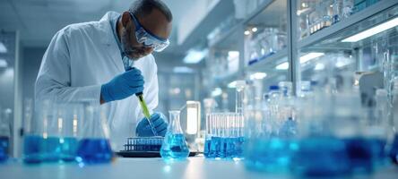 The Scientist Conducting Chemical Experiments in a Modern Laboratory Setting. photo