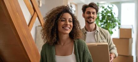 The couple enjoys moving into their new home with joy and excitement. photo