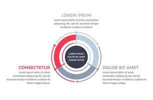 Circle diagram template with three steps or options, process infographics vector
