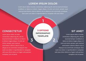 Infographic template with three steps or options, circle diagram template vector