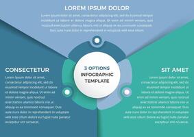 Infographic template with three steps or options, circle diagram vector