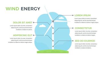 Infographic template with wind turbine with five elements for your text vector