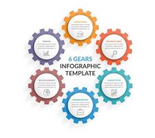 Circle diagram template with six gears vector