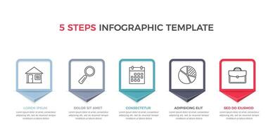 Infographic template with 5 steps with icons and place for your text, workflow, process chart vector