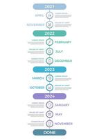 Vertical timeline infographics template with place for years and months vector