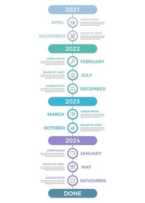 Vertical timeline infographics template with place for years and months