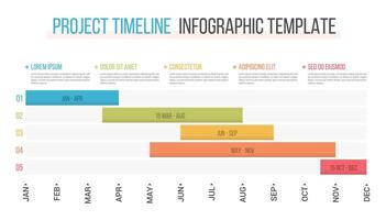 Project timeline template with five stages, infographic template vector