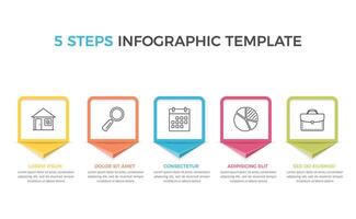 Infographic template with 5 steps with icons and place for your text vector