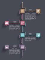Timeline design template with four elements on dark background vector