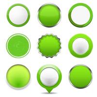Set of green round buttons vector
