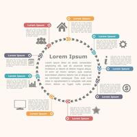 Circle infographics with icons and text, round diagram template vector