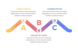 Infographic template with gradient line with 3 steps or options with place for your text vector