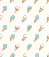 Seamless pattern with rows of blue and white ice cream cones vector