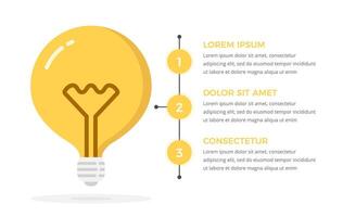Education infographics template with bulb and three circles with numbers and place for your text vector