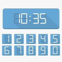 Clock and set of digital numbers, flat design vector