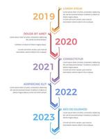 Timeline infographics template with five arrows with place for dates and text vector