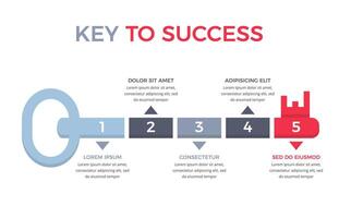 Infographic template with key divided on 5 segments, key to success concept vector