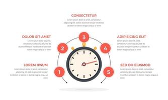 Infographic template with stopwatch and five elements for your text vector