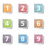 Tabs with numbers 1-9 vector