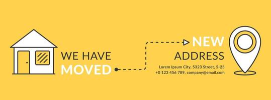We have moved concept with house and map pin line icons on yellow background vector