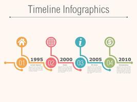 Timeline infographics design template with numbers, icons, place for date and text vector