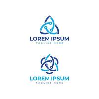 technology logo design unique shape circuit triangle circle vector
